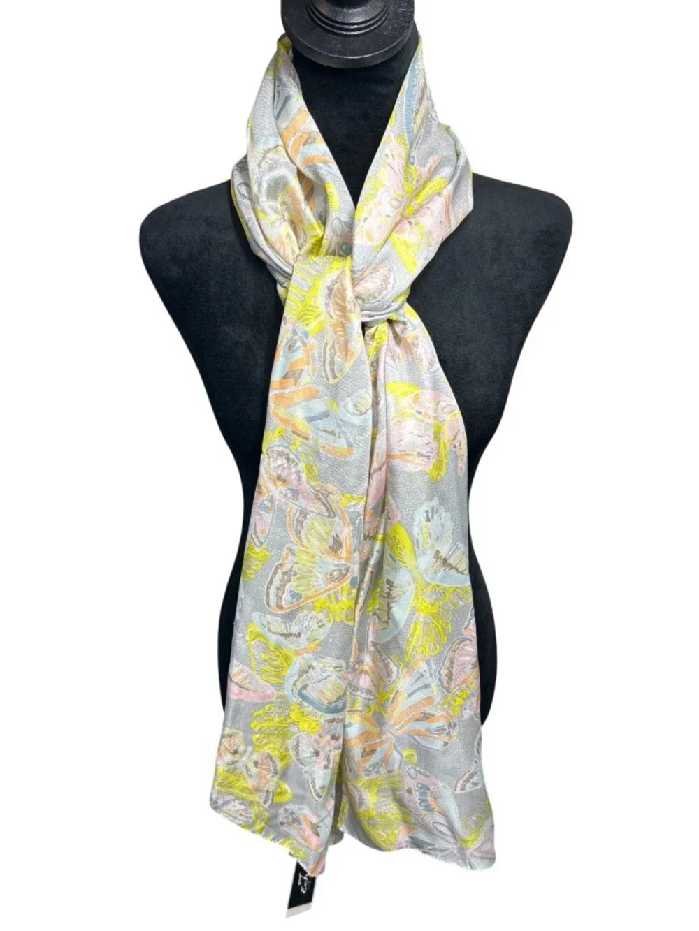 NWT Echo 100% Silk Scarf Wrap Butterfly Print Pastel Lightweight Long Elegant